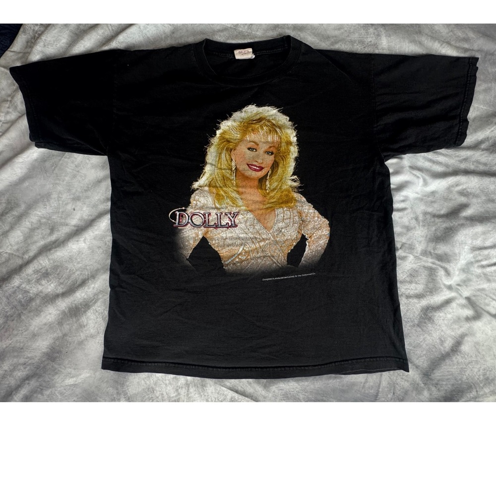 Vintage Dolly Parton Dollywood T-Shirt Black Mens XL Made in USA Country Music
